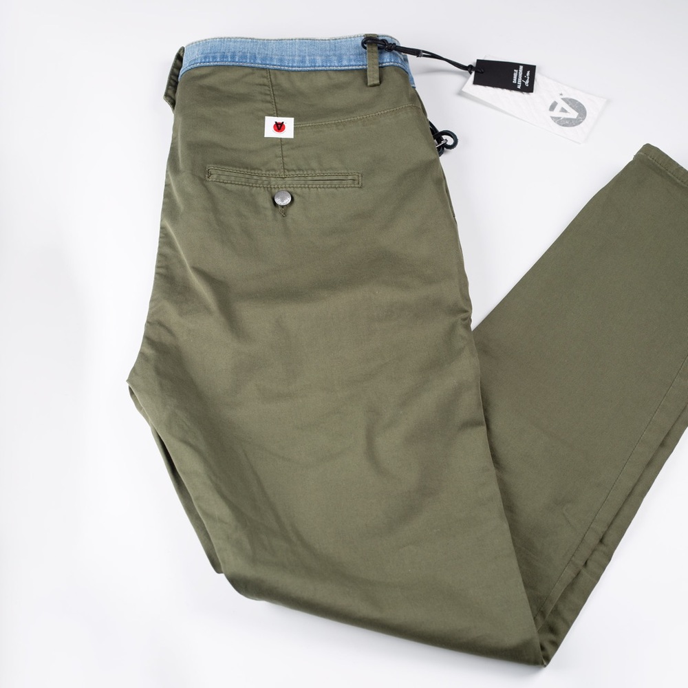 Daniele Alessandrini Military Green Cut and Sew chino pants - Picture 8 of 11